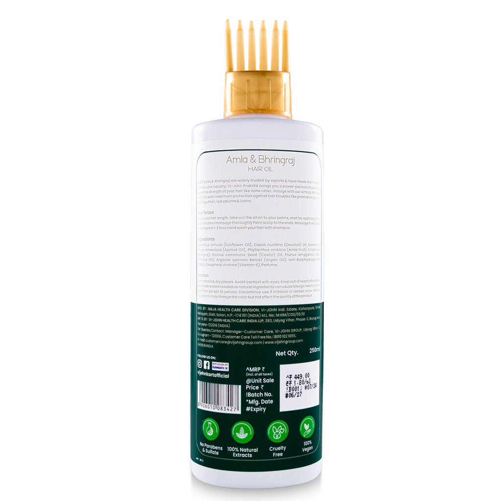 Prakritik Amla & Bhringraj Hair Oil for Men & Women | 250ml - Prakritik Naturals