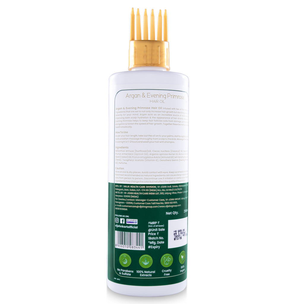 Prakritik Argan & Evening Primrose Hair Oil for Men & Women | 250ml - Prakritik Naturals